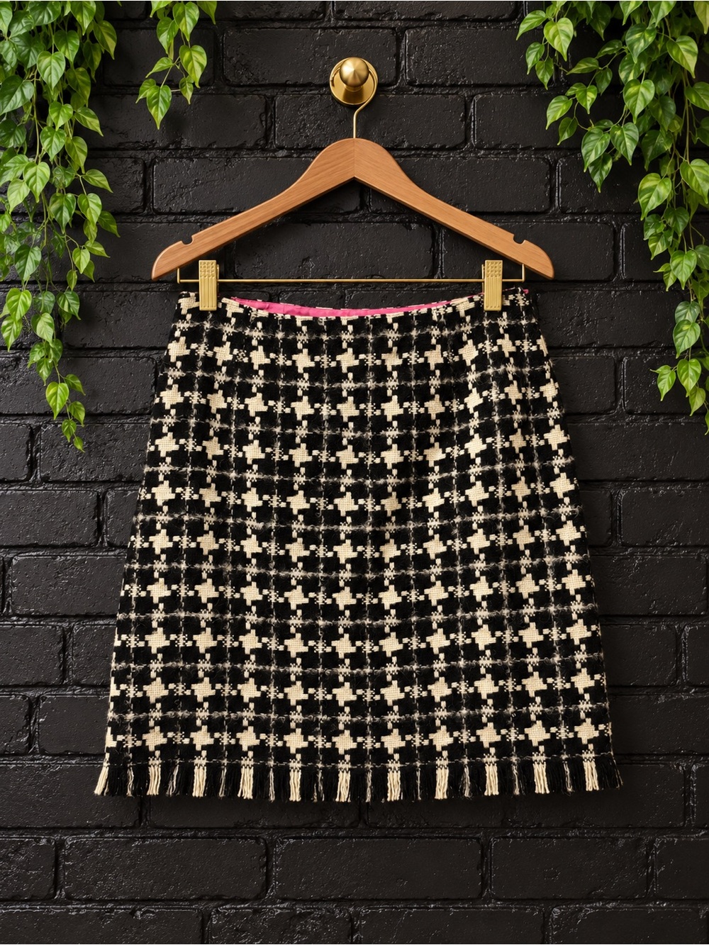 Houndstooth Mini Skirt 4 Mod Dark Academia 90s Preppy Black/Ivory